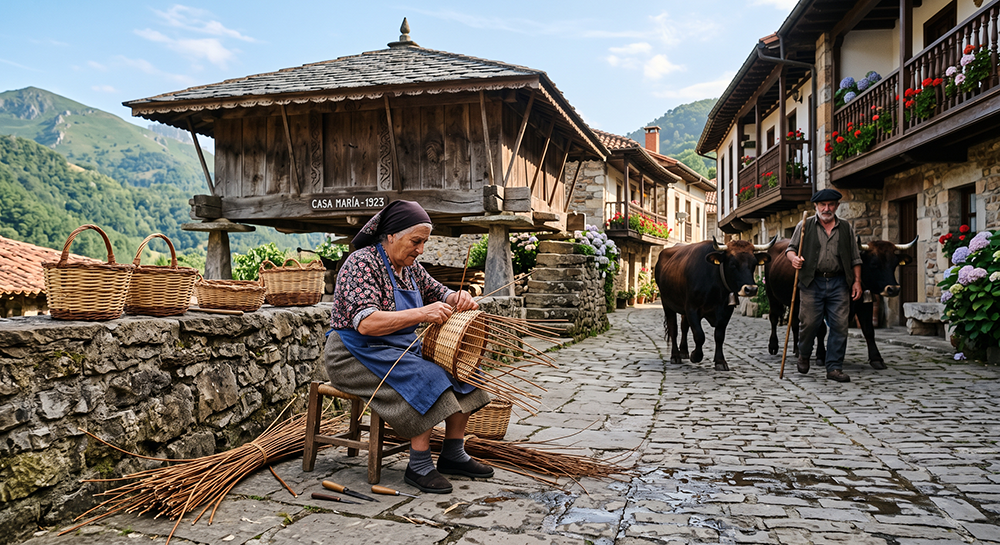 Artesanía tradicional de cestería en Asturias