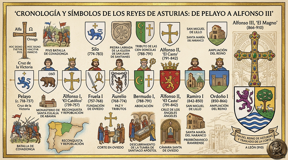 TrasguForiatu - Representación de escudos y símbolos de los Reyes de Asturias